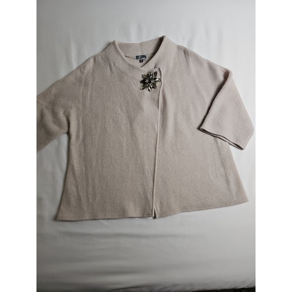 JM Collection Sweaters - JM Collection Wool Wrap Cardigan Sweater Poncho Jacket Size L  Rhinestones